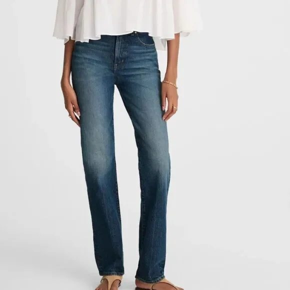 Madewell Longline Straight Jeans Greendale Wash High Rise Size 28 NWT NW251 - Picture 1 of 11